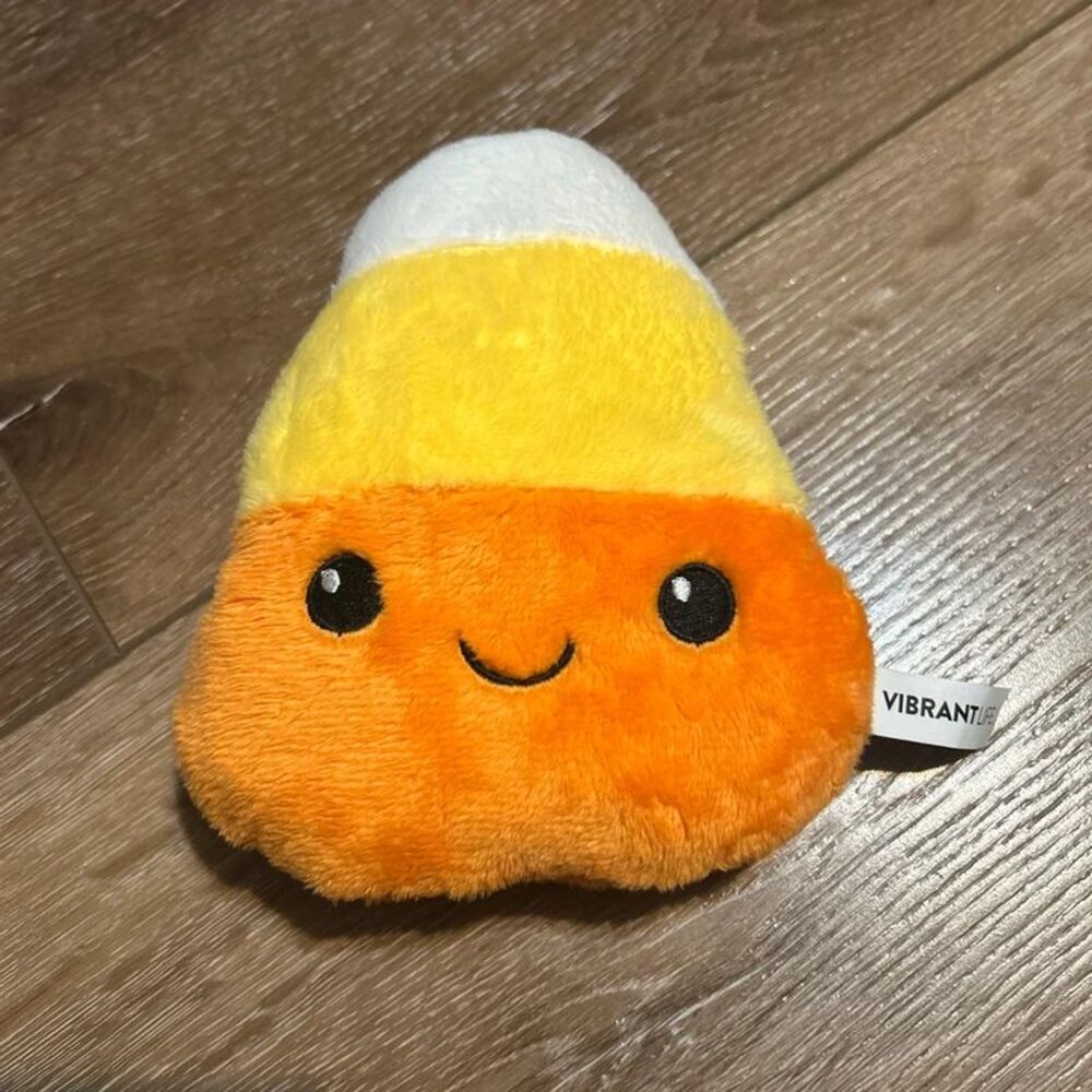 Vibrant Life Plush Candy Corn Dog Toy Squeaker Halloween Fall Puppy Toy